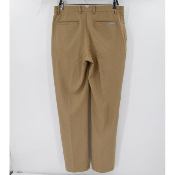 dunning pants Mens 32 everbest golf flat front tan pants stretch 34x32 - Picture 3 of 13